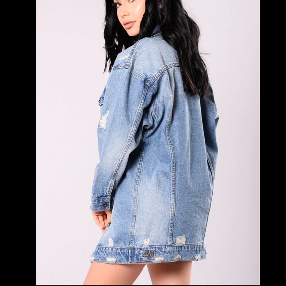 Fashion Nova Miss Stressed Denim Jacket, Medium Wash size XS - Picture 4 of 8